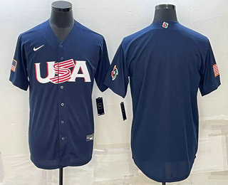 Mens USA Baseball Blank 2023 Navy World Baseball Classic Stitched Jersey->2023 world baseball classic->MLB Jersey